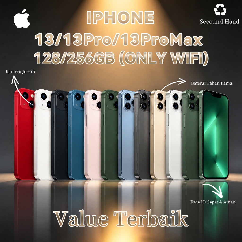 IPhone 13/13Pro/13 Pro Max Wifi Only 128GB/256GB Ip 13/13Pro/13 Pro Max Second Fullset Second Handph