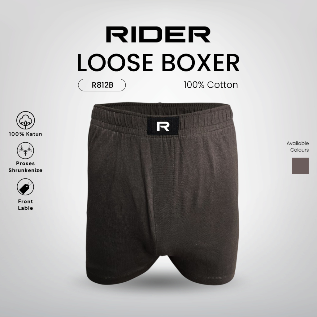 Rider Premium - Loose Boxer Pria R812BCR Warna Charcoal isi 1 Pcs