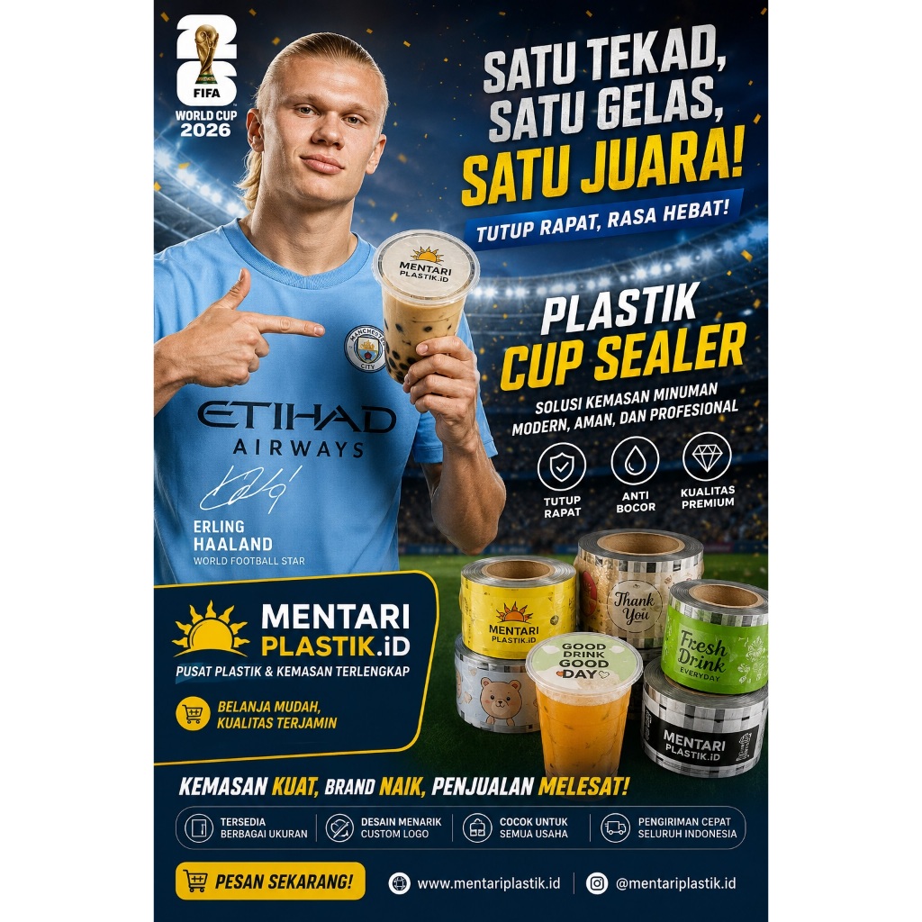 MOTIF isi 1200 | Plastik Lid Cup Sealer Food Grade Anti Bocor | Roll Sealer Gelas Minuman Boba Kopi 