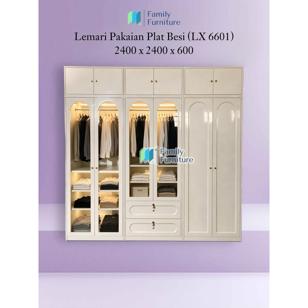 Lemari Pakaian Plat Besi (LX 6601) (SY) (A. YCS)