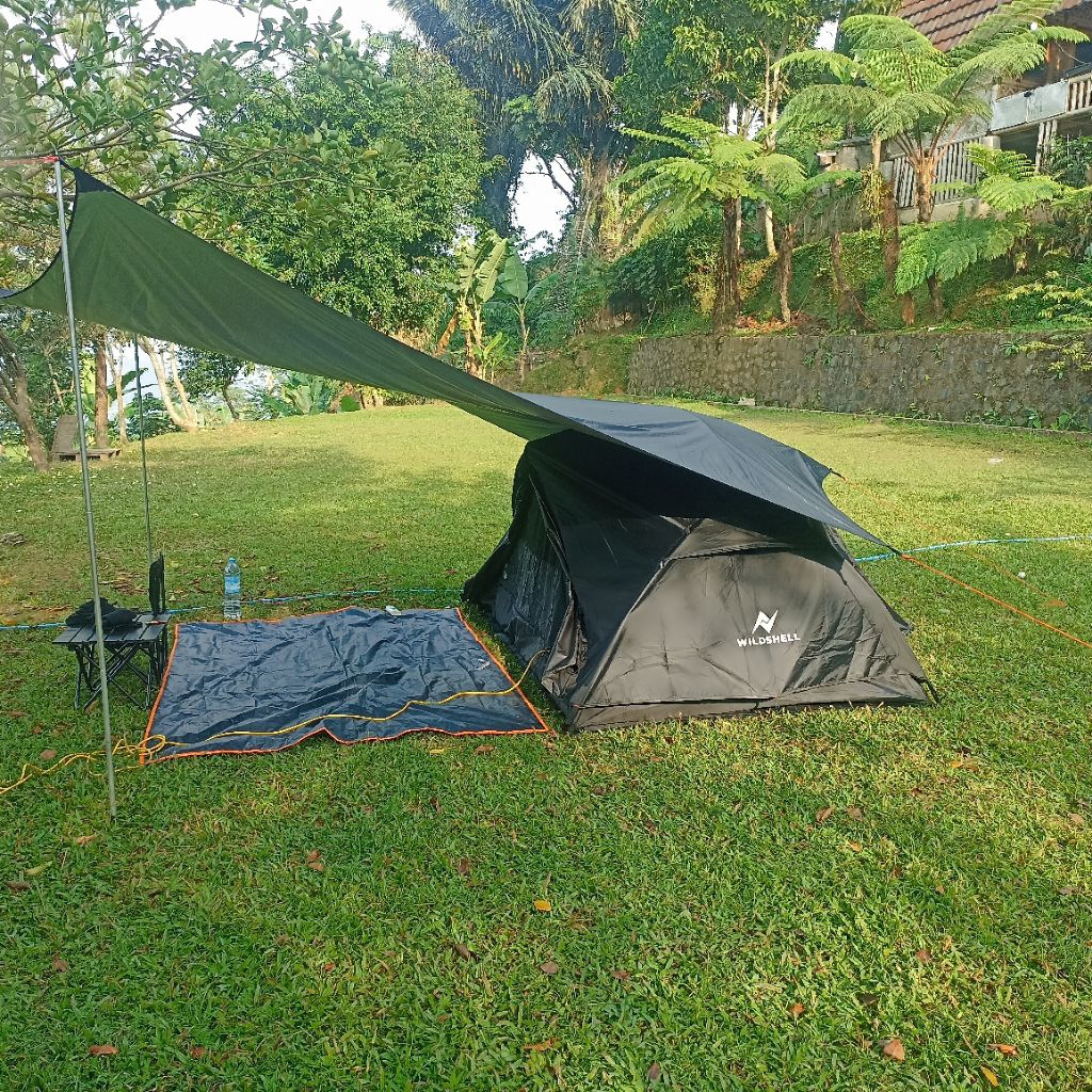 PAKET TENDA Wildshell second black 2p, flysheet, pole