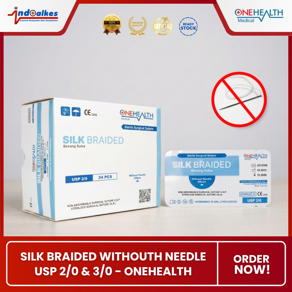 SILK BRAIDED WITHOUT NEEDLE USP 2/0 & 3/0 | BENANG JAHIT LUKA MEDIS | SUTRA | TAMPA JARUM | ONEHEALT