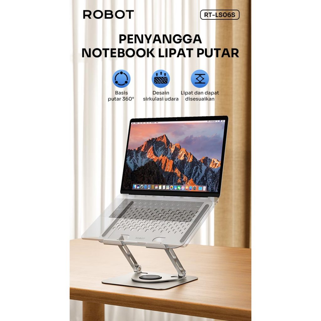 ROBOT ROTATABLE&FOLDABLE LAPTOP HOLDER RT-LS06S SILVER