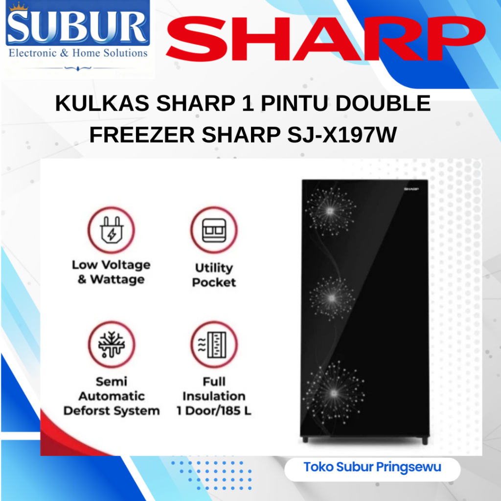 KULKAS SHARP 1 PINTU DOUBLE FREEZER SHARP SJ-X197W