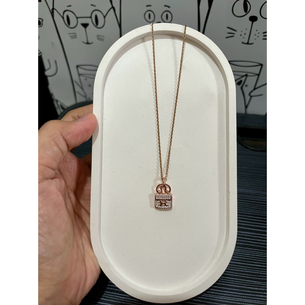 Kalung Titanium Liontin Tas Rosegold