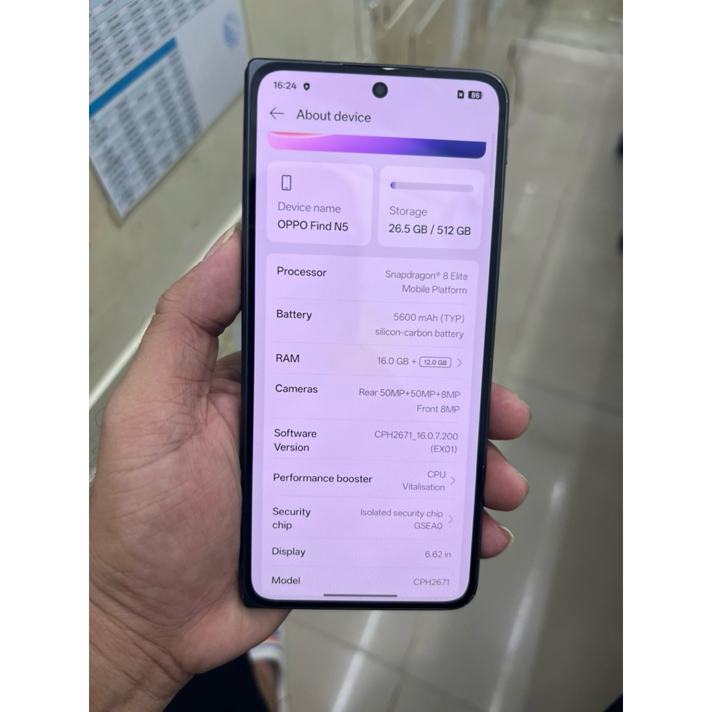 Oppo Find N5 5G 16/512GB Bekas ex inter no cukai