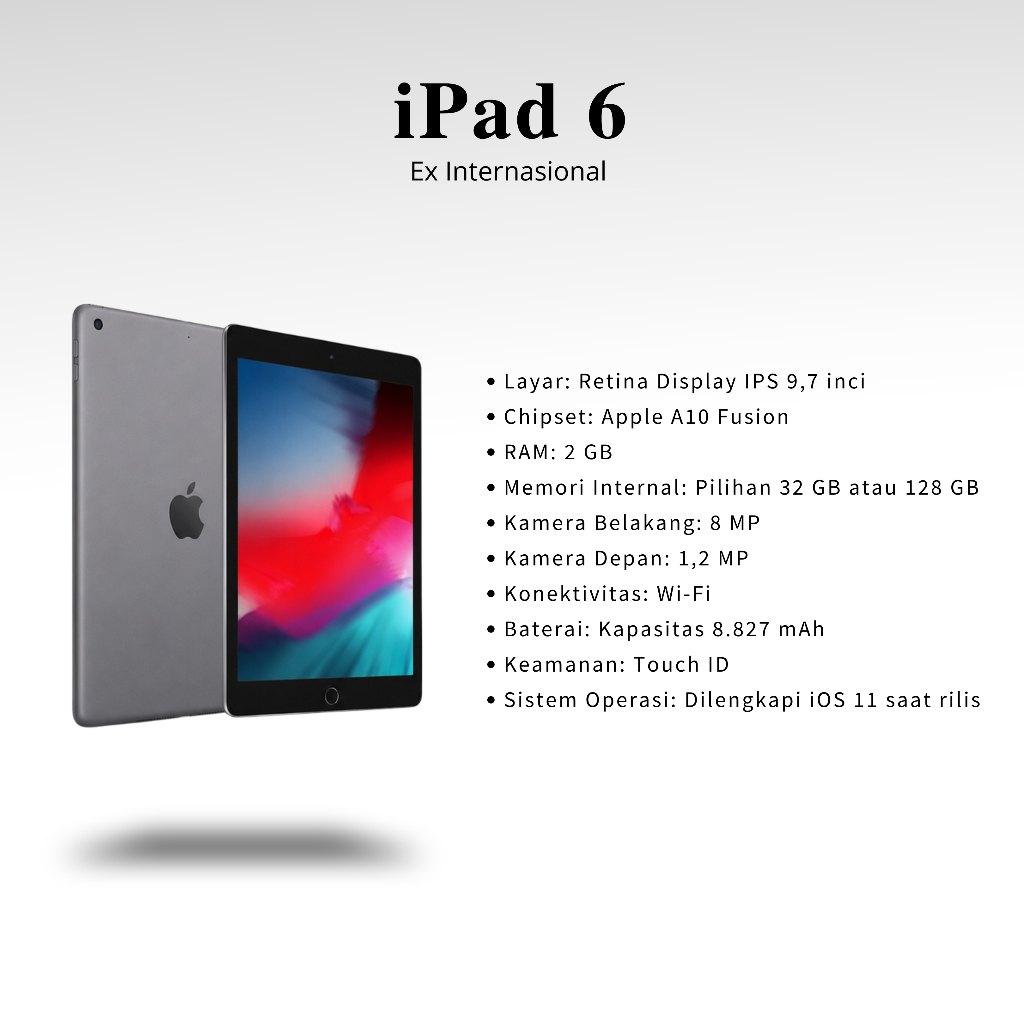 COD - iPad Gen 6 Dan iPad Gen 7 - Wi-Fi Only - Second Inter Original - Garansi 1 Bulan - Bekas Pemak