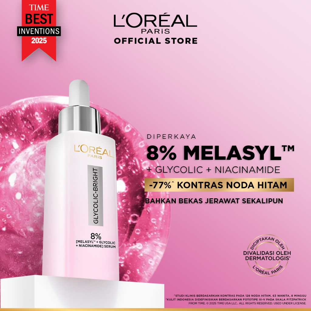 L'Oreal Paris Glycolic Bright 8% [MELASYL + GLYCOLIC + NIACINAMIDE] ANTI-DARK SPOT BRIGHTENING SERUM
