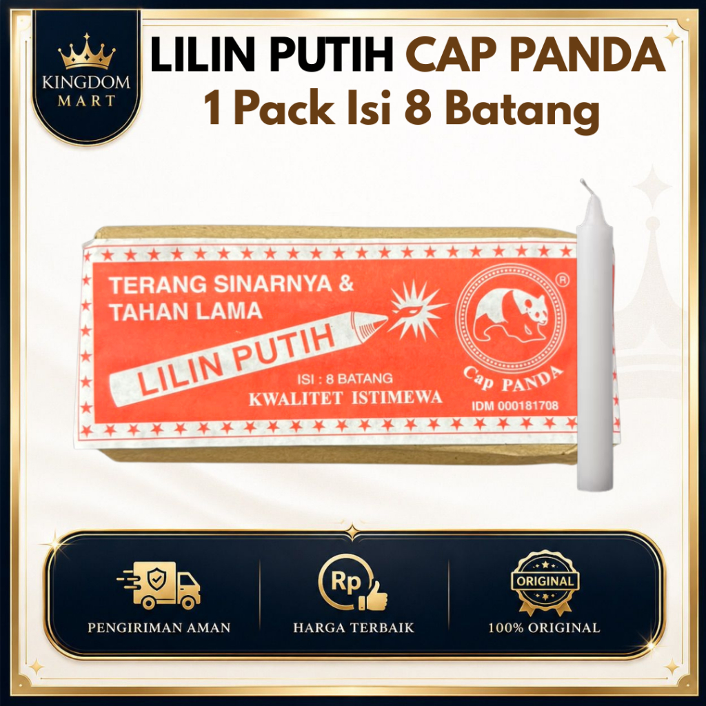 Lilin Putih Cap Panda 1 Pack Isi 8 Batang