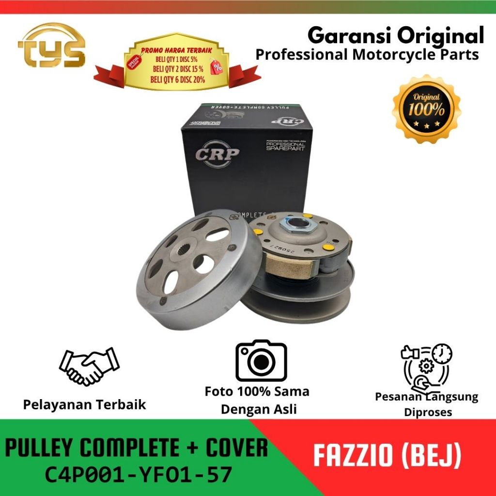 CRP untuk Yamaha Fazzio [BEJ] - Pulley Complete + Cover