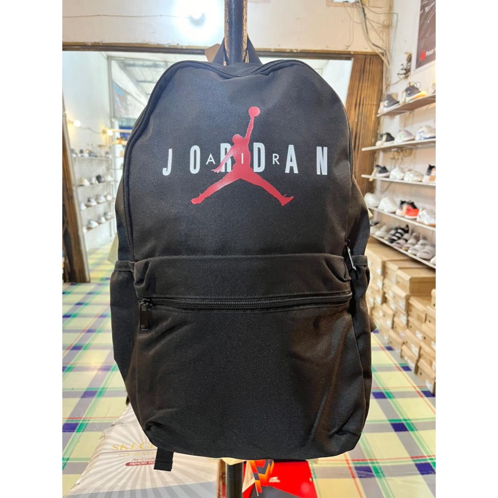 AIR JORDAN BACKPACK TAS PUNGGUNG DEWASA SEKOLAH KULIAH KERJA KANTORAN FORMAL BLACK COD ORIGINAL