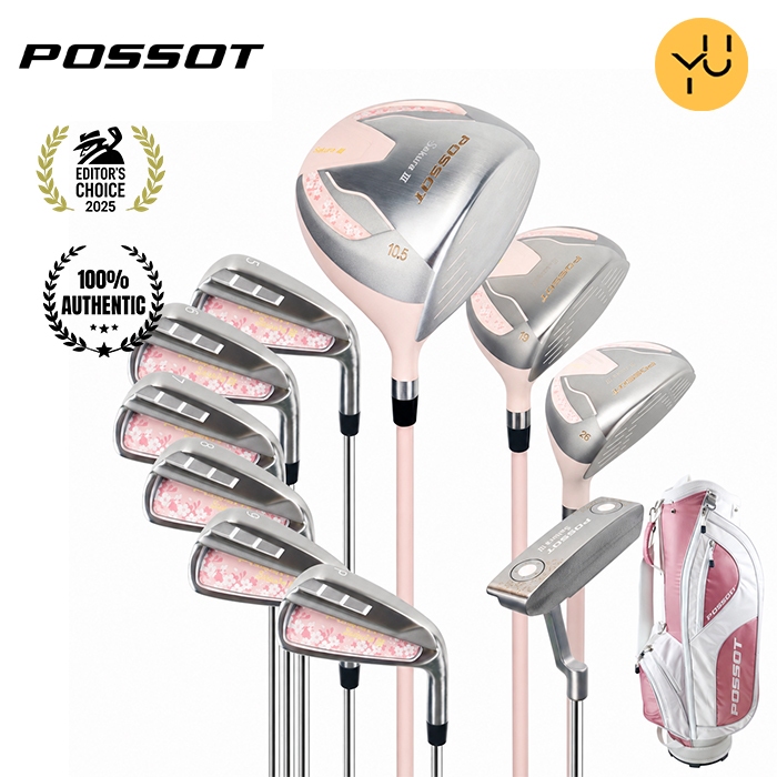 POSSOT Stick Golf Sakura Pink 3 Fairway Woods Putter Iron Driver Set lengkap Gen 3