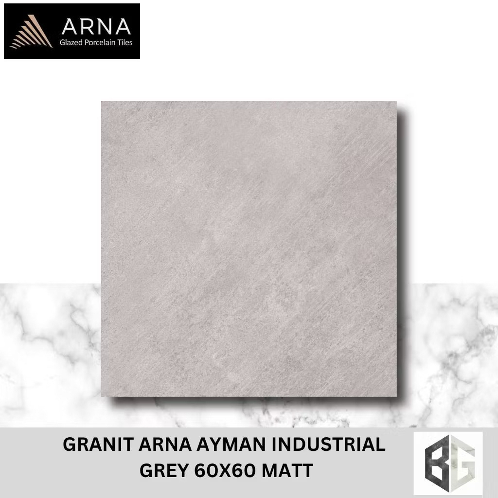 Granit Lantai ARNA Ayman Industrial Grey Dark Grey 60x60 Matt Motif semen Doff