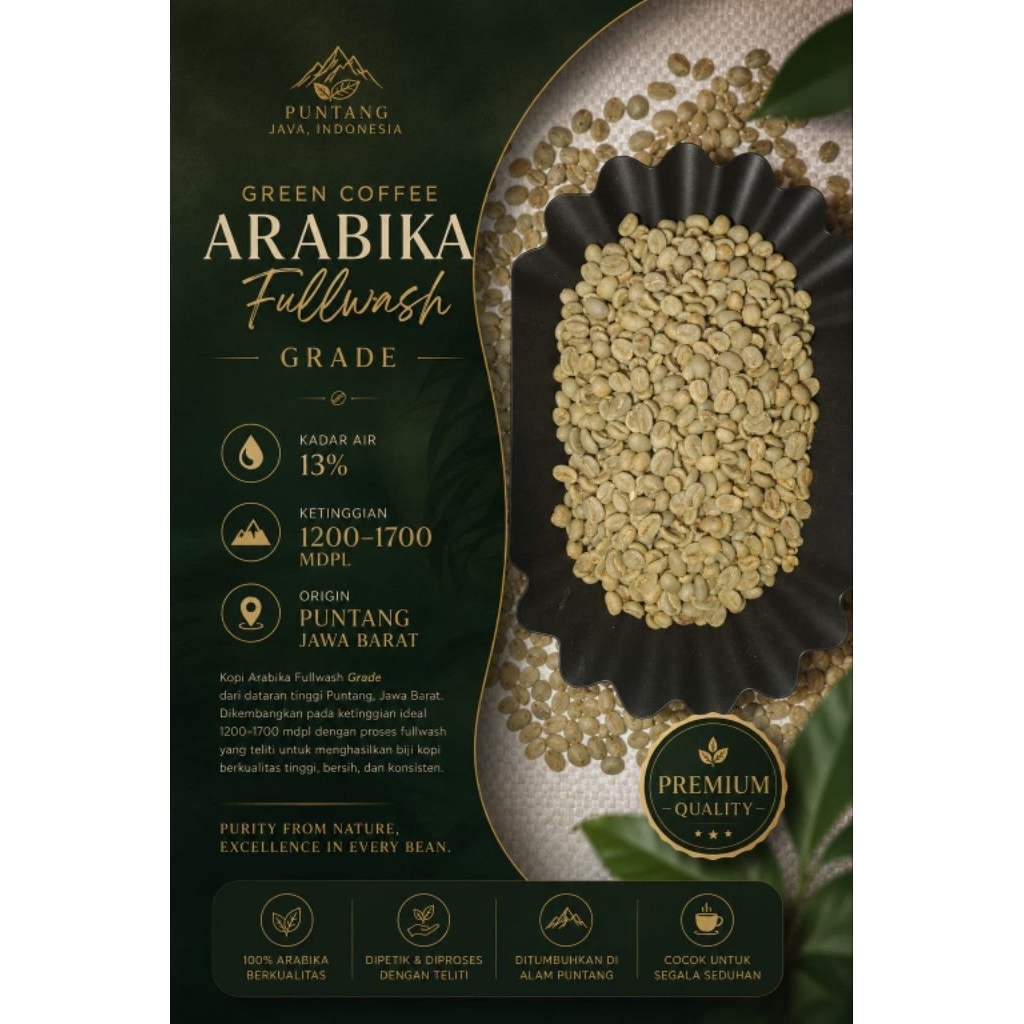 Greenbean kopi Arabika Fullwash Origin Puntang