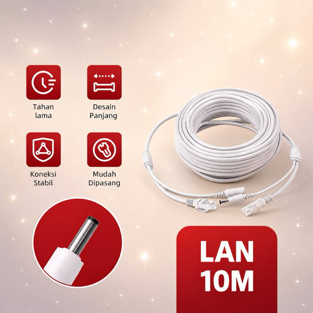 KABEL EXTENSION CCTV DISERTAI KABEL LAN 10 METER