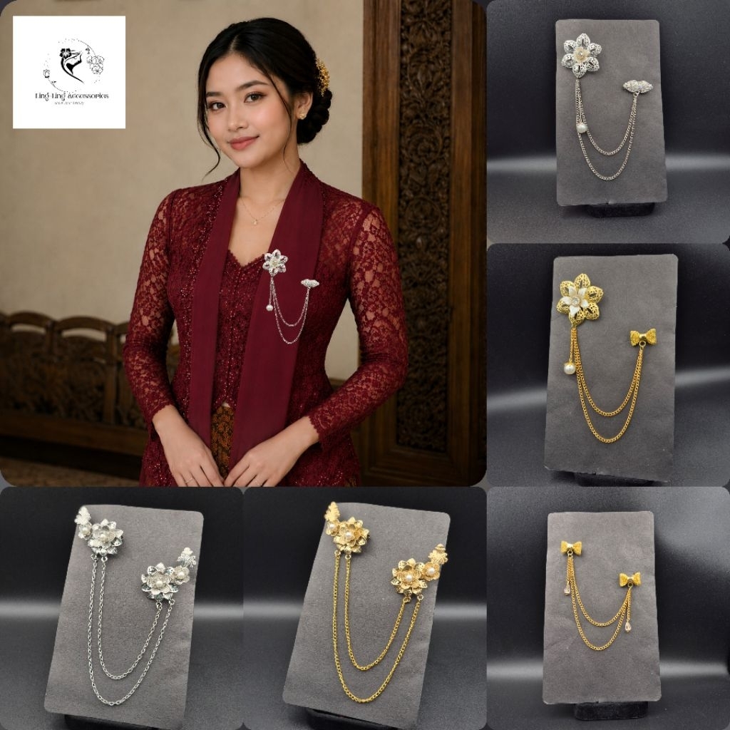 Bros Kenari juntai | Bros kebaya janggan | Bros kebaya rantai | aksesoris kebaya | Bros rantai bunga