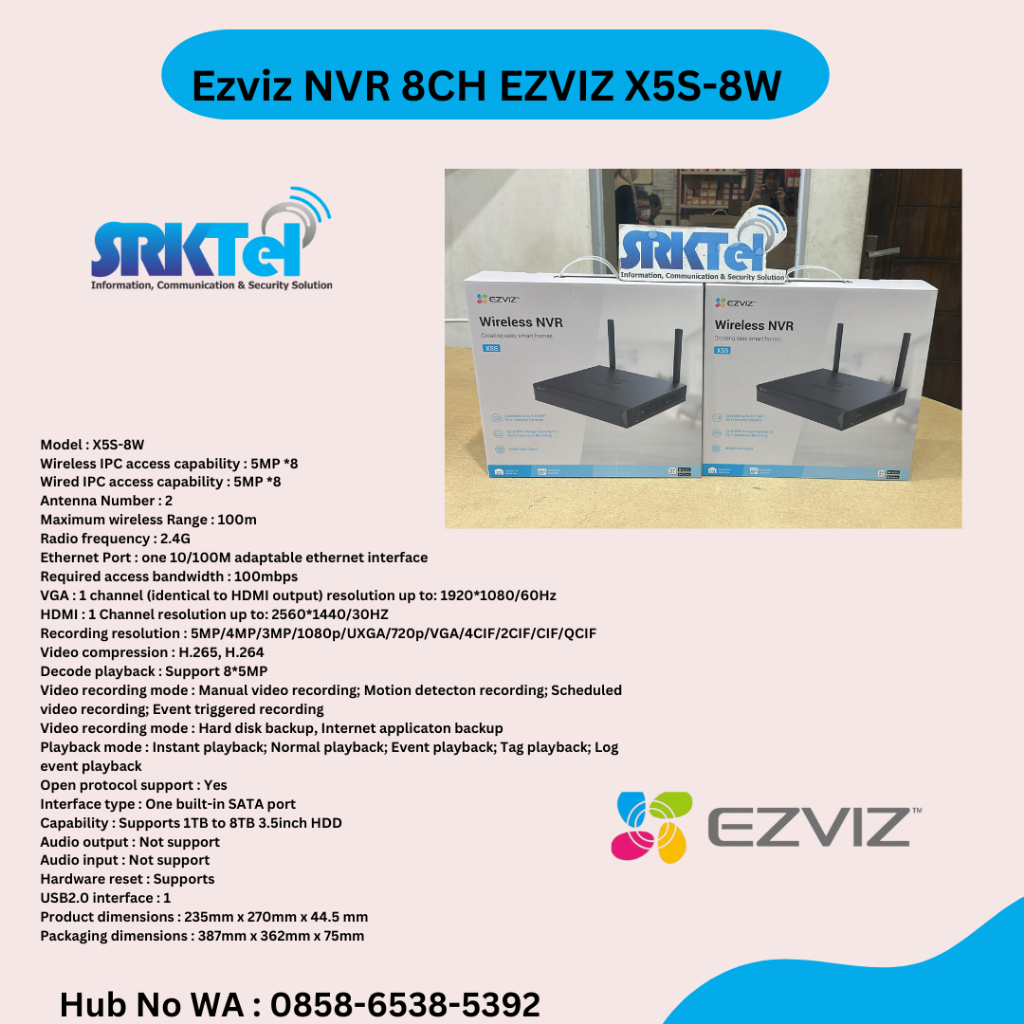 Ezviz NVR 8CH EZVIZ X5S-8W
