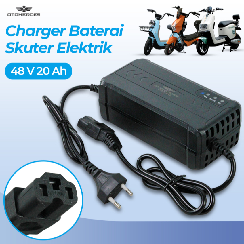 MallMedan CHARGER BATERAI AKI MOTOR SKUTER ELEKTRIK 48V 20AH Cas Baterai Scouter Listrik SUMEITE