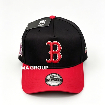 Topi Baseball Boston Red Sox MLB Bordir Logo B Hitam Merah Cap Unisex Premium