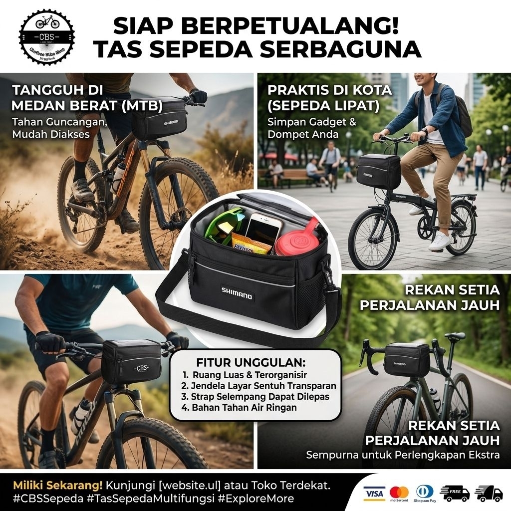 TAS  STANG SEPEDA MTB ROAD BIKE SEPEDA LIPAT HANDLEBAR BAG MTB TOURING HYBRID FEDERAL FIXIE