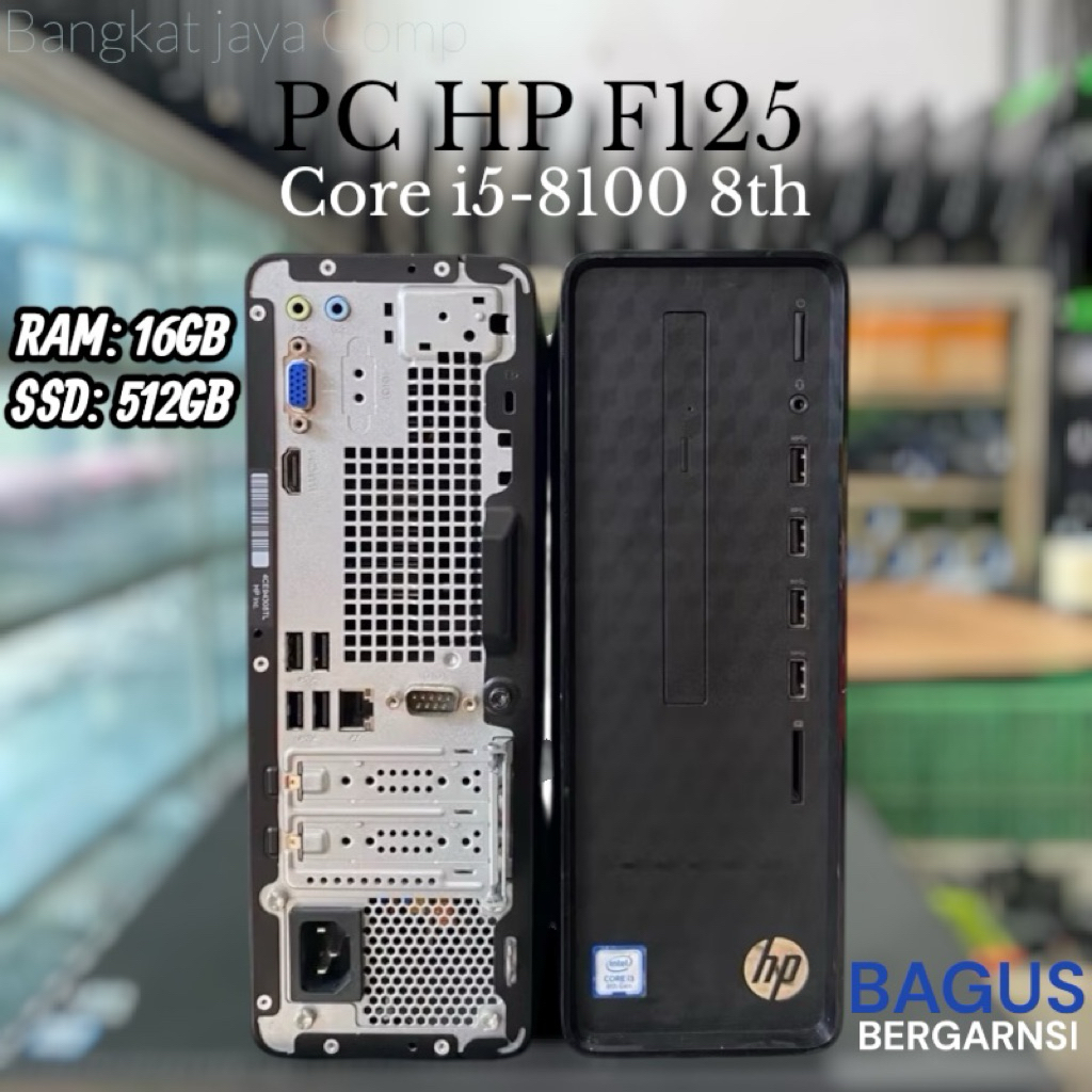 PC HP DESKTOP SLIM F125 CORE i3-8100 8th 16GB RAM SSD 512GB like new bagus bergaransi