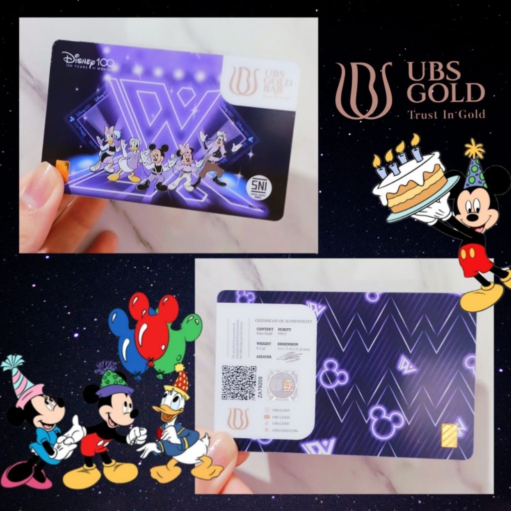 Logam Mulia UBS 0.1 gram disney mickey anniversarry 100th