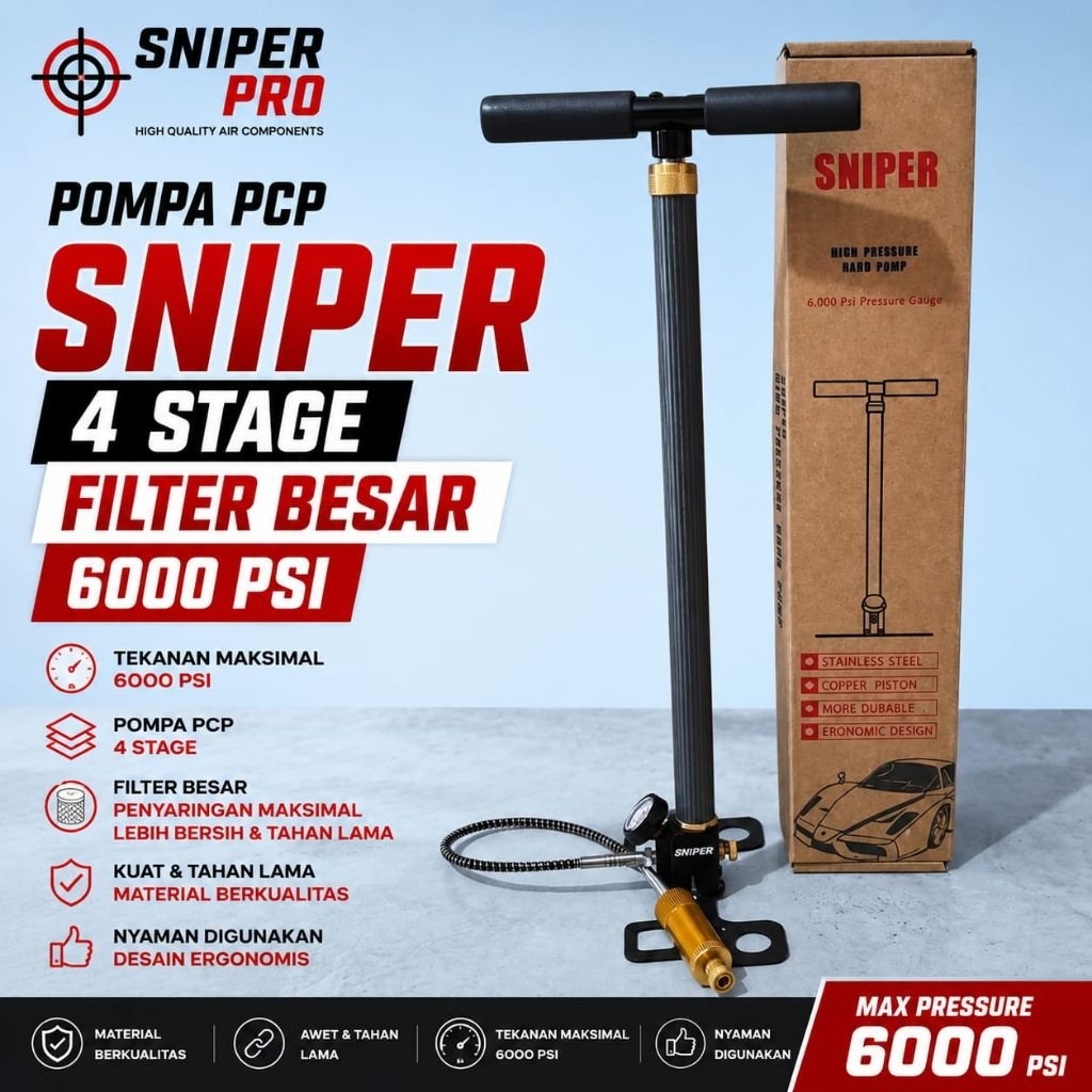 Pompa PCP 4 Stage Sniper, pompa pcp sniper 6000psi, pompa pcp murah, pompa pcp 4 stage murah