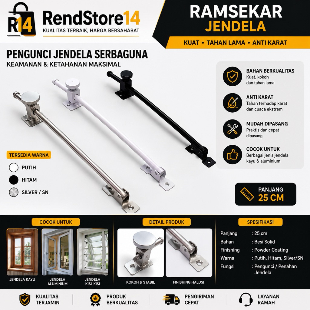 PROMO Lamskar Ramskar Penahan Jendela Panjang 25cm