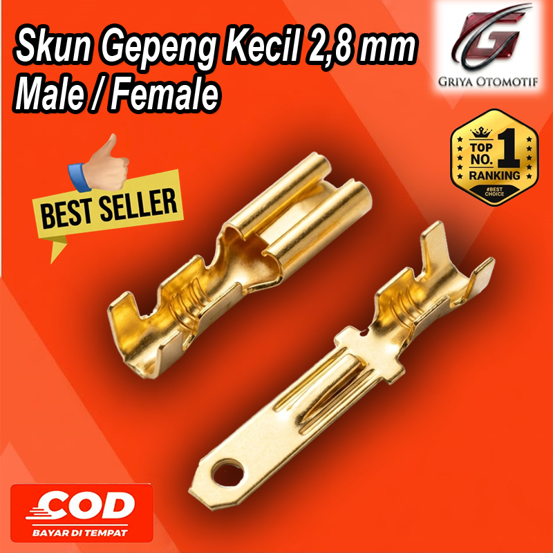Skun Gepeng Kecil  2,8 mm Male Female / Terminal Skun Cewek Cowok Untuk Motor