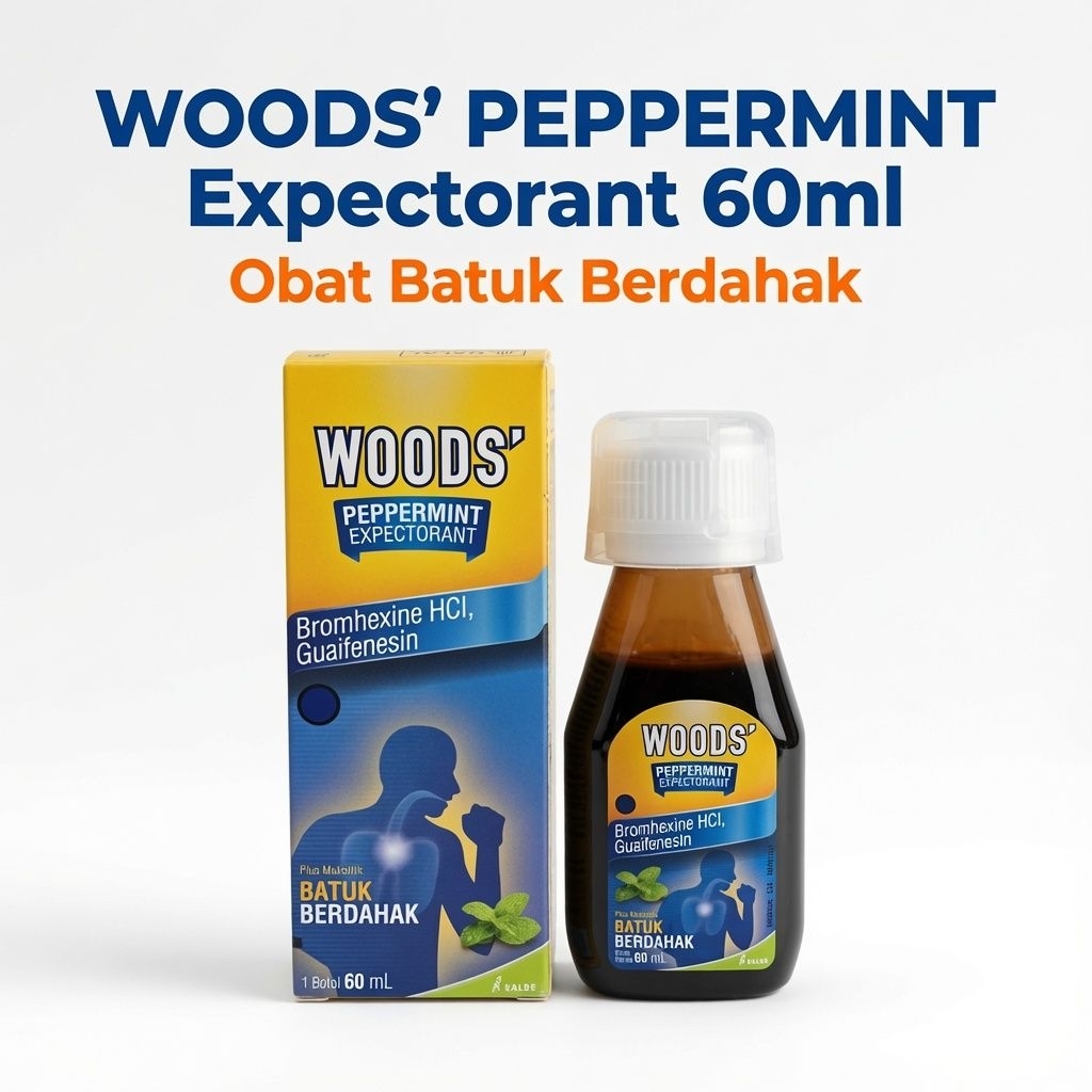 WOODS' Peppermint Expectorant 60ml - Obat Batuk Berdahak & Pilek Efektif