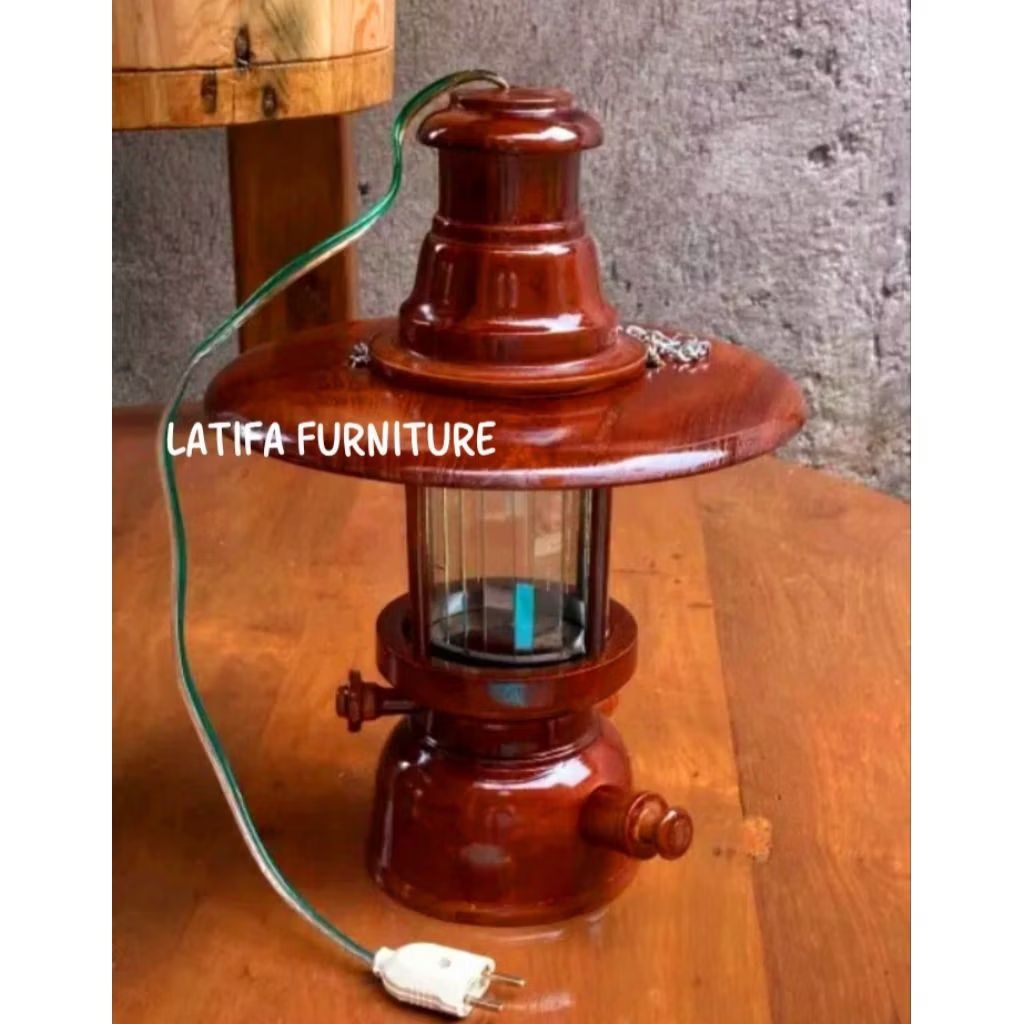 Jati Lampu Petromak kayu jati asli