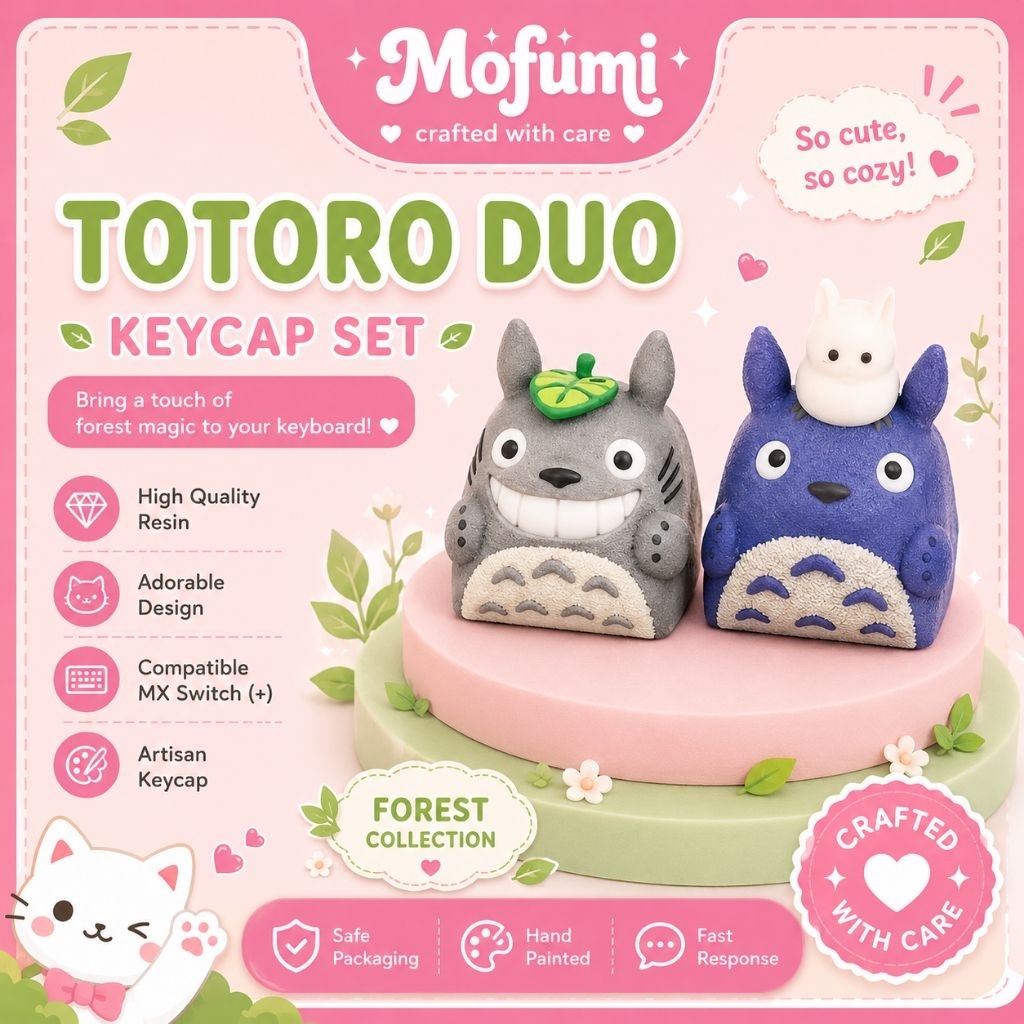 Totoro Duo Artisan Keycap Set – Handmade Resin Keycap