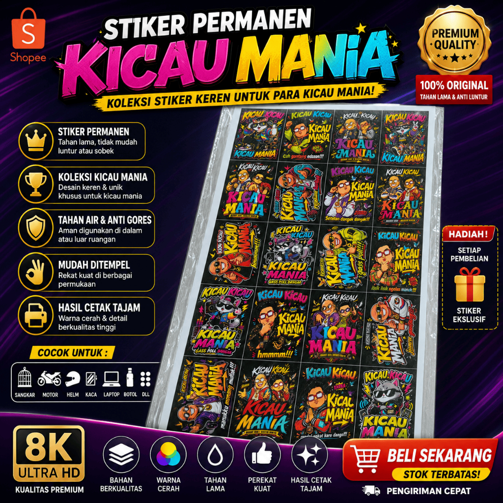 STIKER KICAU MANIA 1 BIJI / STIKER KICAU MANIA VIRAL / STIKER PERMANEN KICAU MANIA