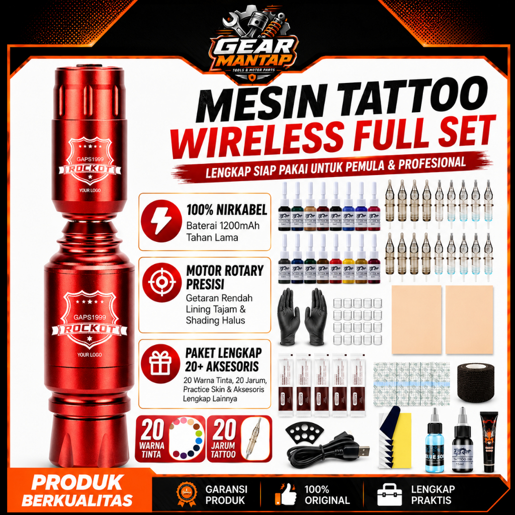 Rocket Wireless Rotary Tattoo Pen – Japanese RCA Interface, Professional Electric Tattoo Machine & A