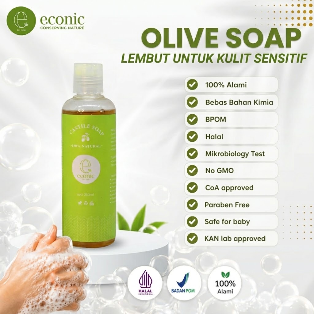 Sabun cair |  Sabun Cuci Tangan Cair | Sabun Mandi cair - Castile Soap Unscented Econic