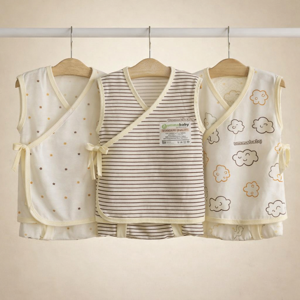 6 Pcs / 3 Set Baju Bayi Kimono Lengan Kutung Celana Pop Bayi Baju Bayi Newborn Baju Bayi Baru Lahir 