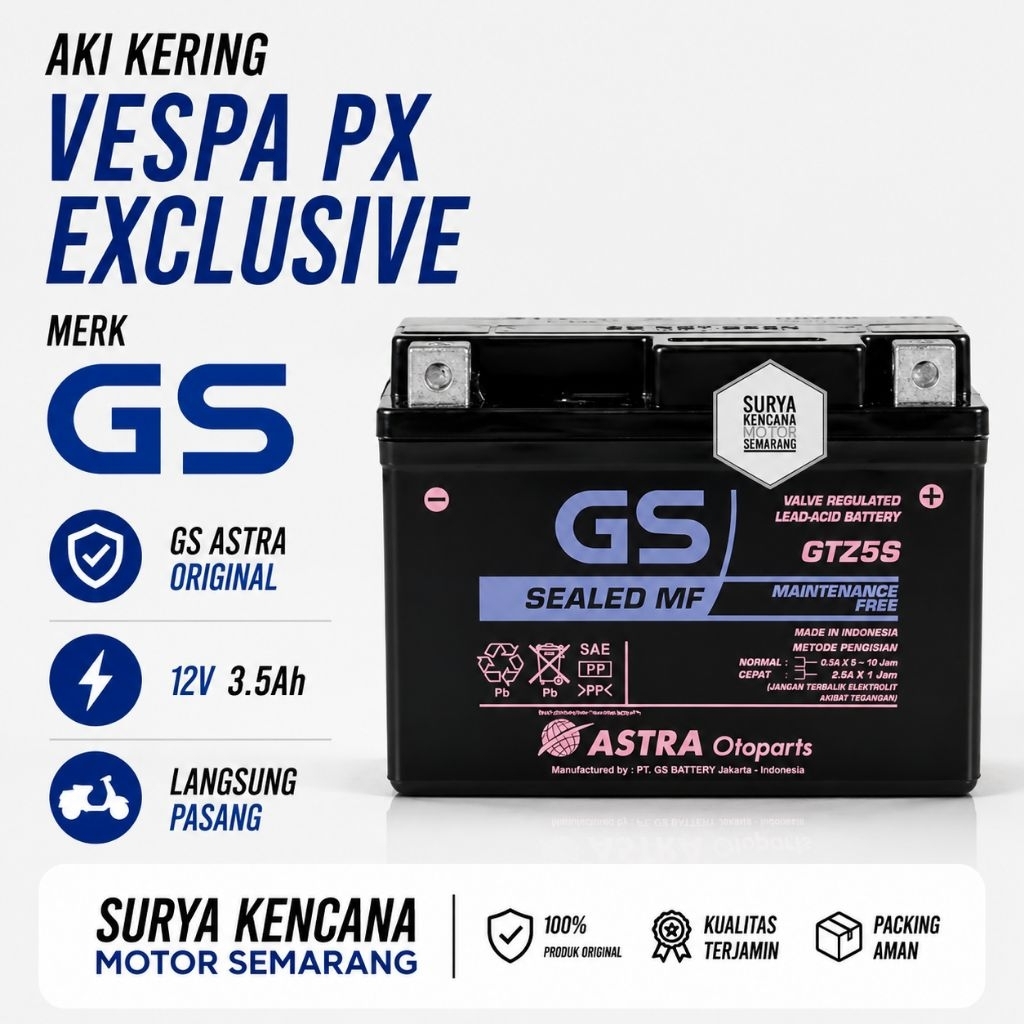 Aki kering accu battery Vespa PX Exclusive GS ASTRA MF