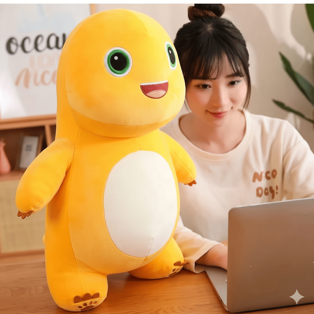Boneka Dino Nailoong Jumbo Ukuran 70 CM SNI Boneka Dino Kuning Boneka Dino Nailong Dino Nailoong