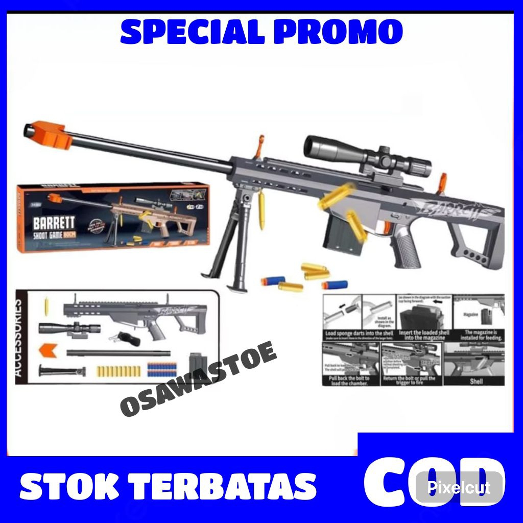 MAINAN PISTOL PISTOLAN TEMBAK TEMBAKAN  ANAK LAKI LAKI PELURU BUSA SNIPER NERF BULLET AWM MURAH/MAIN