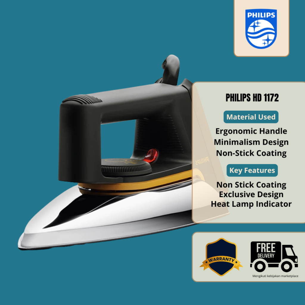 SETRIKA PHILIPS - SETRIKA PAKAIAN PHILIPS - GOSOKAN BAJU PHILIPS - HD 1172 CLASSIC - PHILIPS