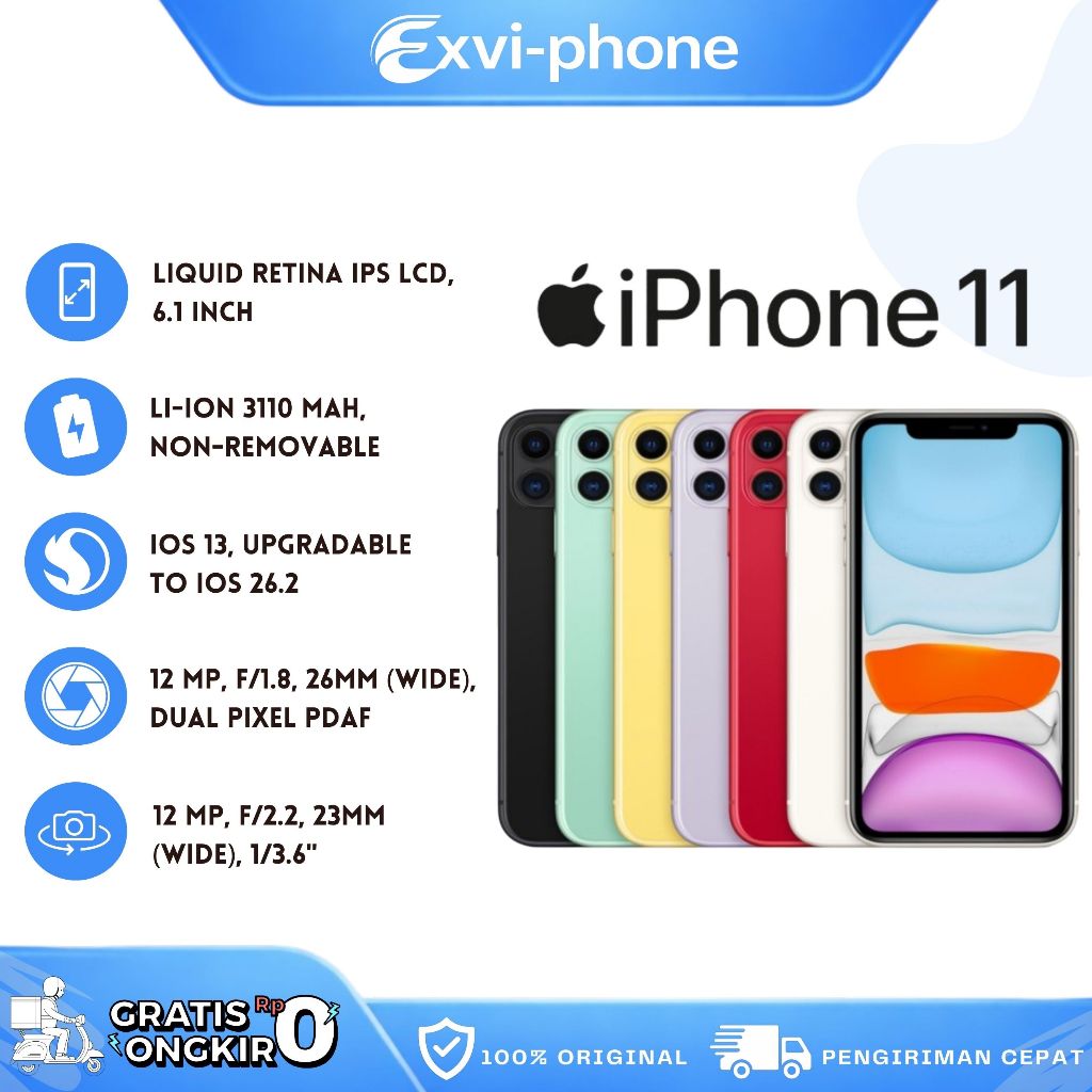 IPHONE 11 64GB 128GB Second inter Normal Bekas kinophonecell Like New