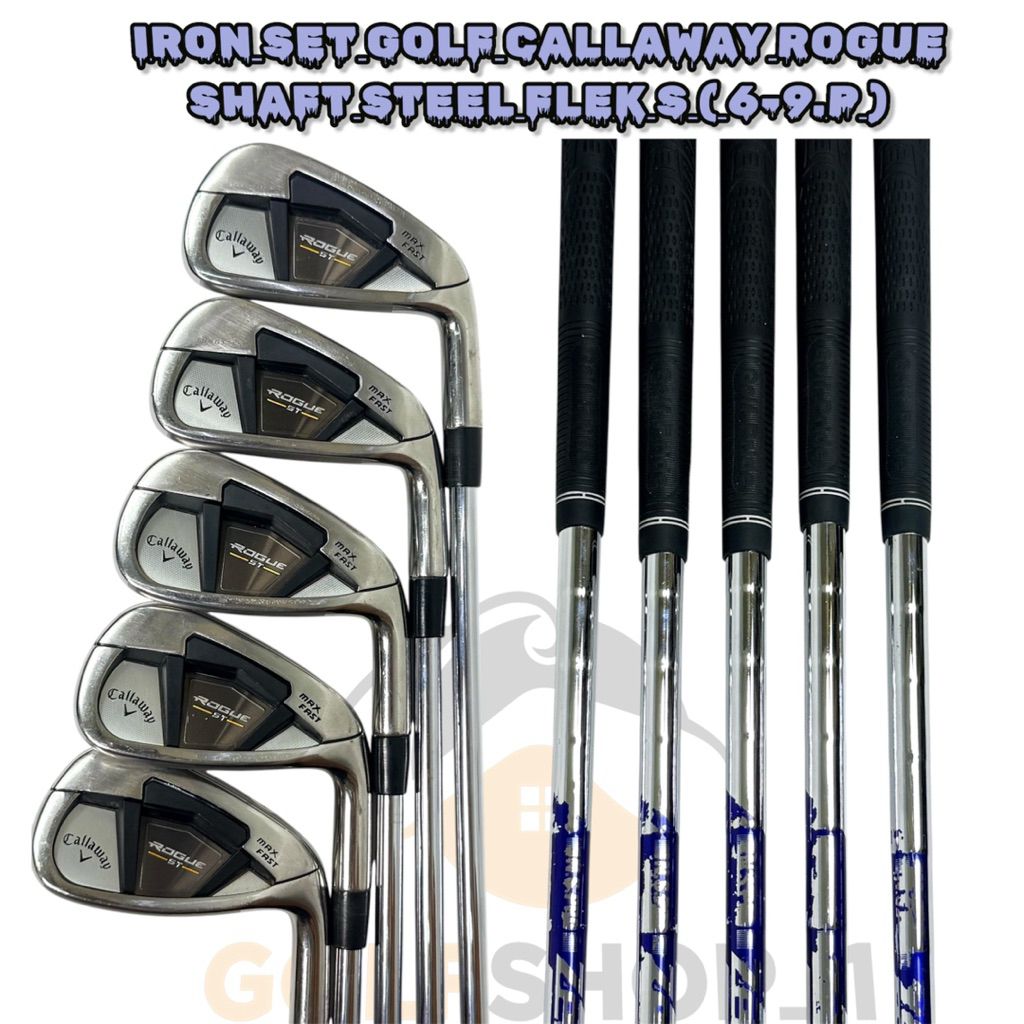 Iron Set Golf Callaway Rogue ST Shaft Steel Flek S Bekas Original - Stick Golf Iron Set