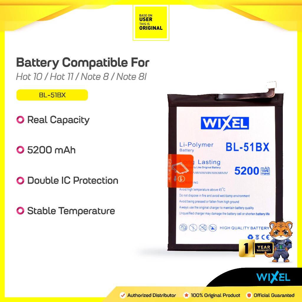 WIXEL Baterai BL-51BX BL51BX Infinix Note 8 X692 Note 8i X683 X683B Hot 10 X682 X682C Hot 11 X662 Ba