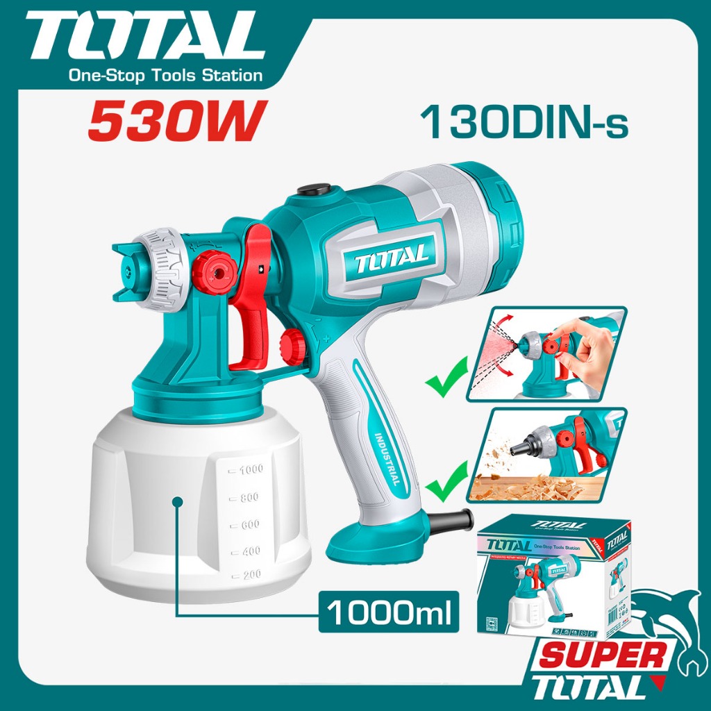 TOTAL Electric Spray Gun 530W (High Viscosity) /Alat Semprot Cat Listrik 530W / Spet Cat Listrik TT4