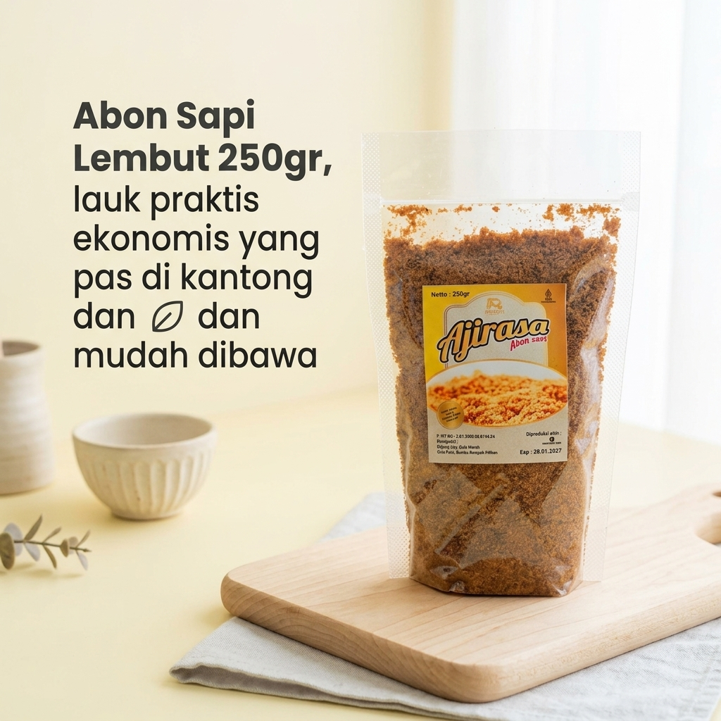 Abon Sapi Lembut Kemasan 250gr 250 gram Ekonomis Murah - Lauk Praktis Anak Kos Siap Makan Traveling 