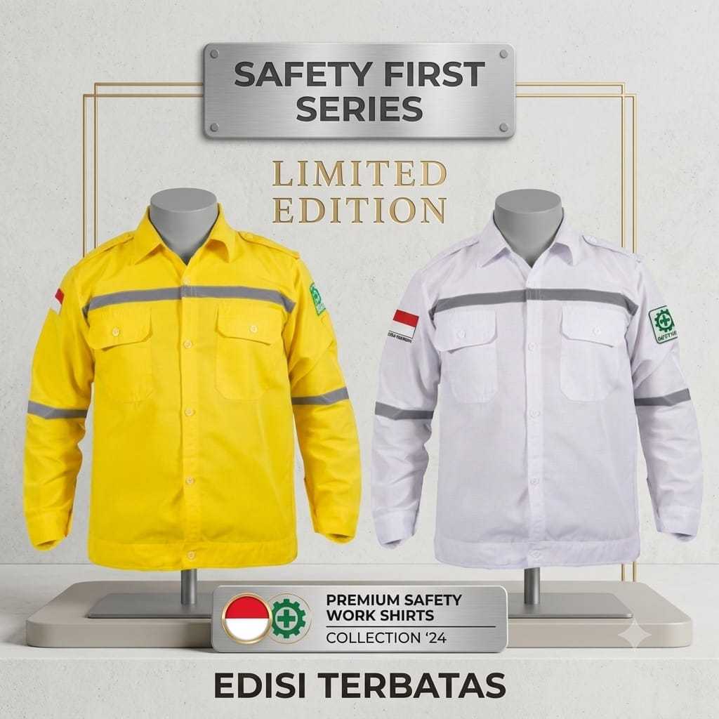 Baju Kemeja Safety Behavior Wearpack Proyek Premium Seragam Kerja Lapangan Pria Wanita Kuning Putih