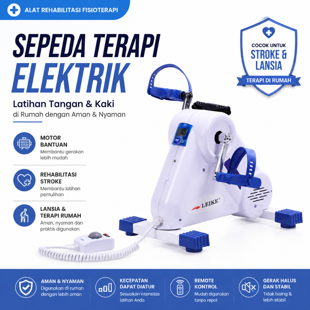 Alat Fisioterapi Elektrik Sepeda Rehabilitasi Stroke & Lansia Motorized Passive Exercise Bike Rumah