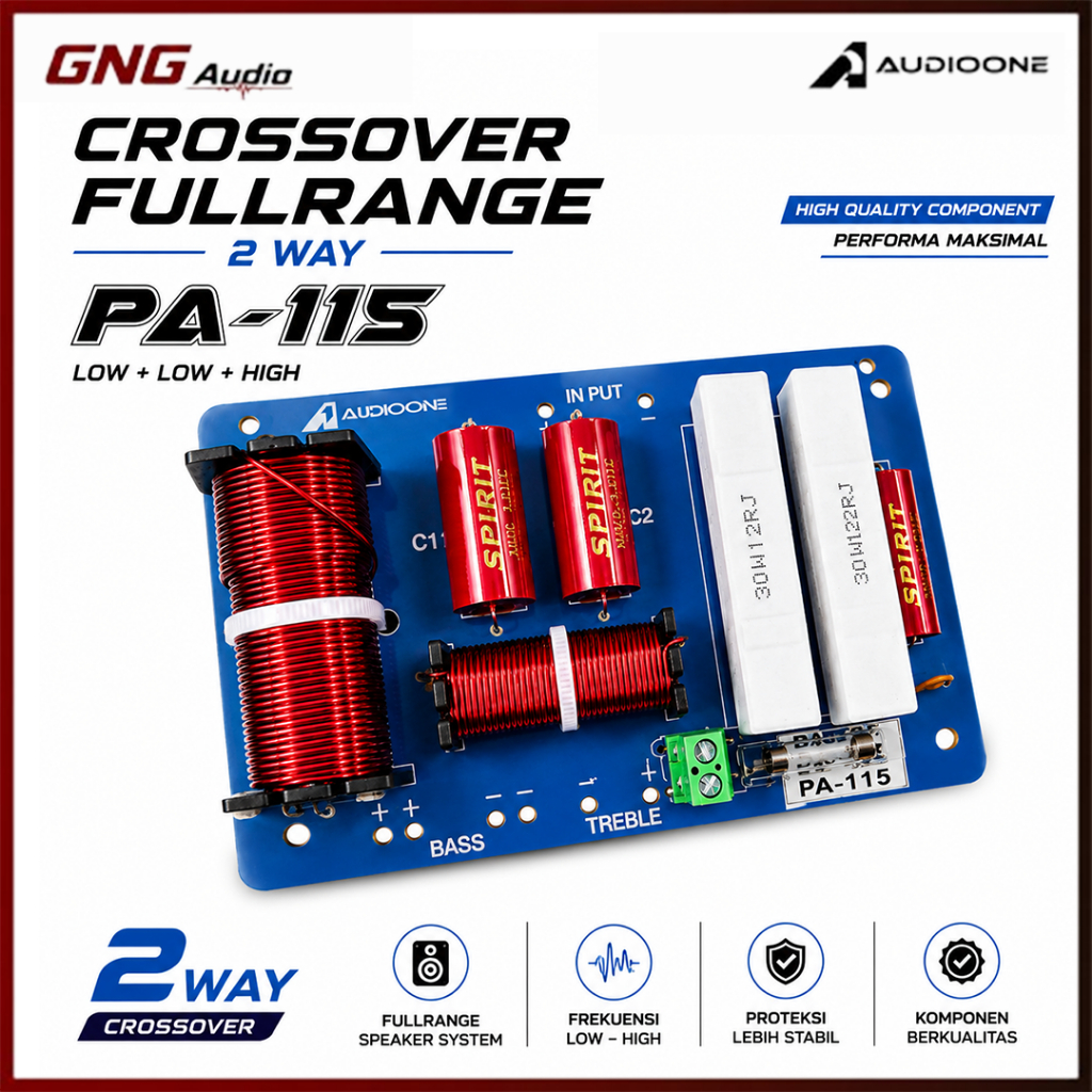 Crossover Box Speaker PA-115 AUDIO ONE 2 Way Filter Audio untuk Speaker 10 12 15 Inch I GNG