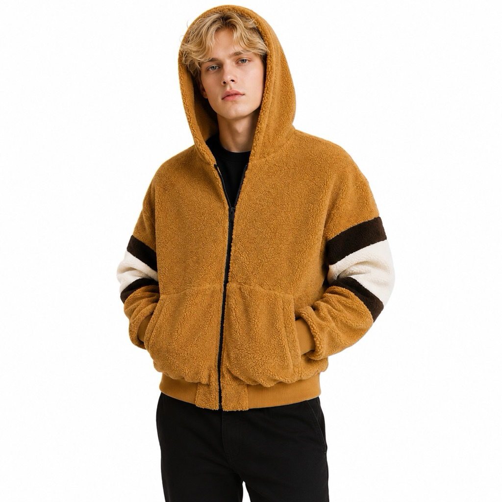 Sherpa Hoodie Reversible Bomber Jacket