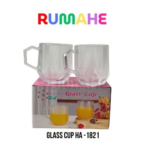 [RMH] GELAS KACA SET 2 PCS / GLASS CUP HA-1821 BENING DAN HA-1822 GOLD/ GELAS KACA DIAMOND